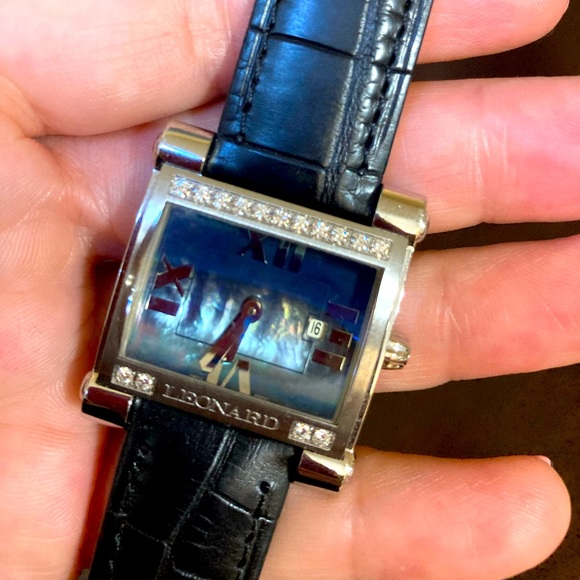 New LEONARD Watch .34 carats of Diamonds and Black Mother of Pearl Face - Picture 4 of 5